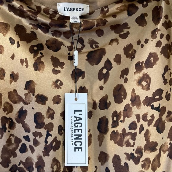 L’agence SILK BIAS ANIMAL PRINT MIDI SKIRT- BROWN- SIZE XS- NWT - Picture 4 of 5